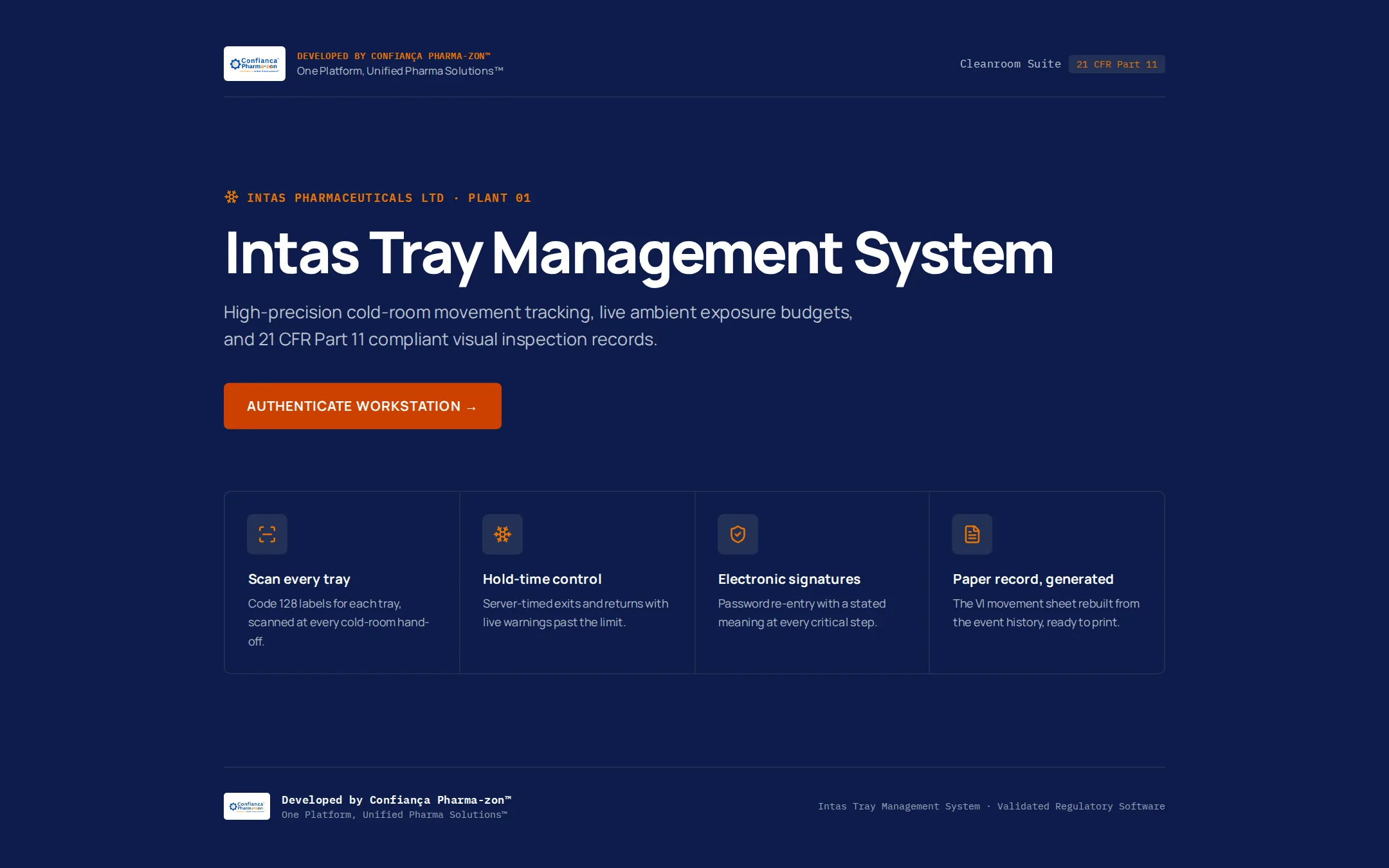 Intas Tray Management System interface preview